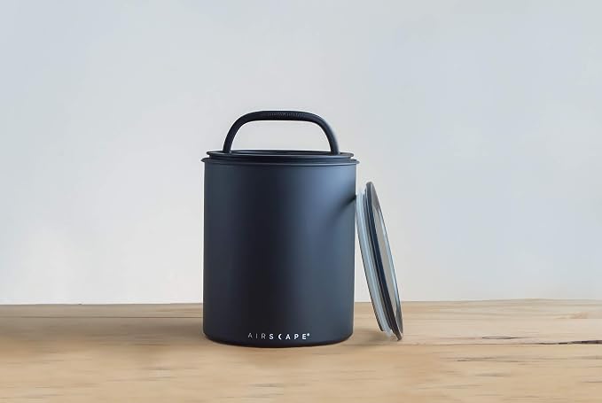 AirScape by Planetary Design | 2.2 lbs Coffee Storage | Matte Black | Plunger Lid Removes Excess Oxygen - DON'T buy airtight, BUY AIR-LESS - Holds 2.2 lbs Coffee Beans - (Matte Black)
