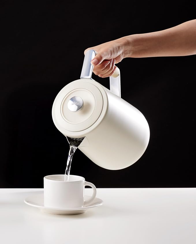 SAKI Luna Electric Kettle Temperature Control with 7 Presets, 60min Temperature Hold 1.75L Electric Tea Kettle, 304 Stainless Steel Kettle, Auto-Off & Boil-Dry Protection, BPA Free (Pearl White)