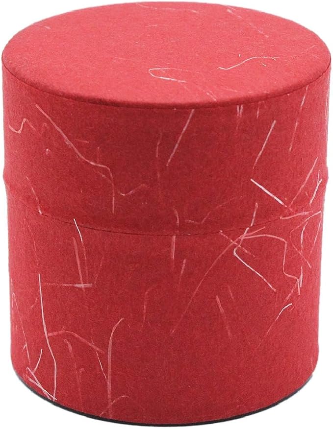 Japanese Pokkan Matcha Coffee Spice Tea Tin Canister Washi Paper Storage with Lid 3.89 oz Capacity (Unryugami Red, S)