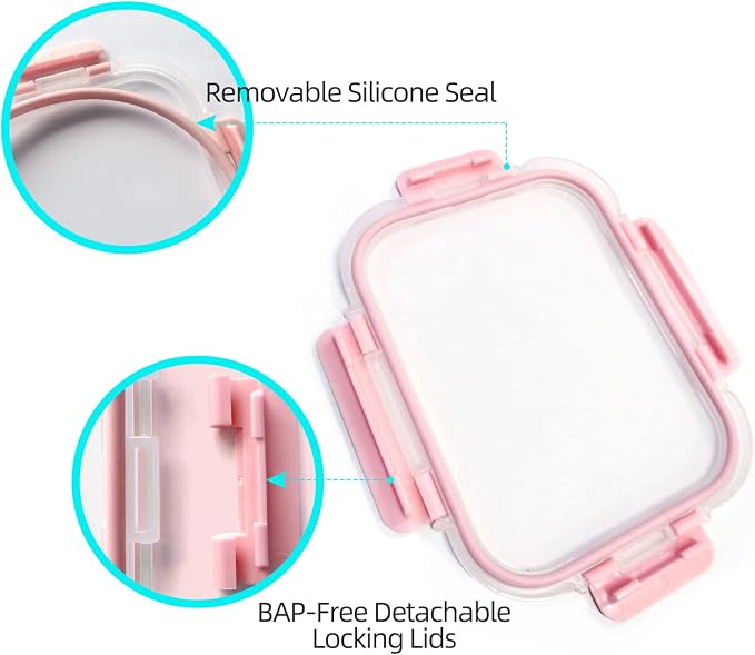 UMEIED Glass Meal Prep Containers 2 Compartment with Lids (5 Pack, 36oz) | Divided Glass Storage Containers for Lunch at Work, Leak-Proof Portion Control Food Containers, Microwave / Dishwasher Safe