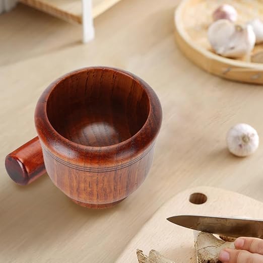 Wooden Mortar and Pestle Set - 3.7" Grinding Bowl with 5.5" Pilon | Manual Garlic Masher Bowl, Spice Herb Grinder Seasonings for Herbs,Crusher,Walnut Guacamole Spices & Kitchen Essentials Usage