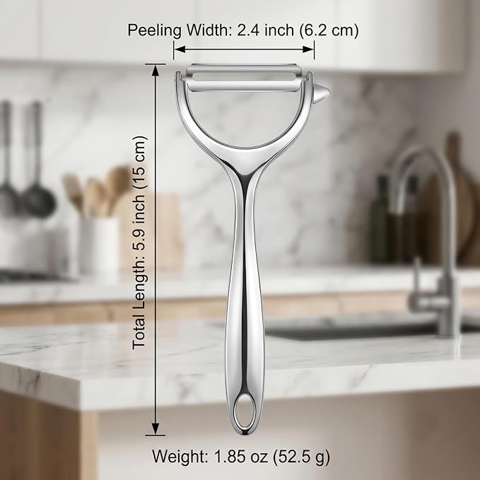 Vegetable Peeler for Kitchen with 2 Orange Citrus Peelers 1 Brush | Ultra Sharp Stainless Steel Swivel Blade,Non-Slip Left Hand Friendly, Easy Peeling for Potatoes, Carrots, Apples and Fruits
