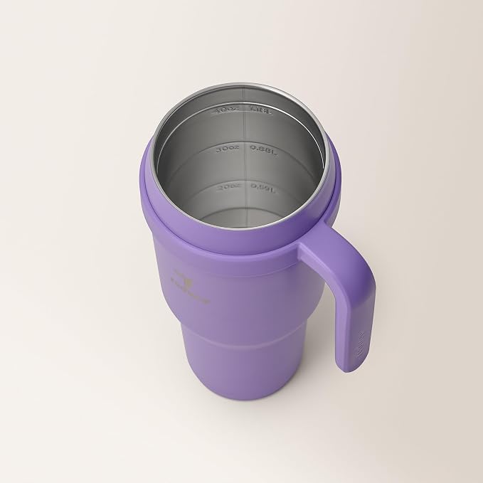 Reduce 40 oz Stainless Steel Tumbler with Handle - Dual-Wall Vacuum Insulated Travel Mug, Sweat-Proof Lid & Reusable Straw - Keeps Drinks Cold for 24 Hrs, Fits Cupholders, Dishwasher Safe-Purple Punch