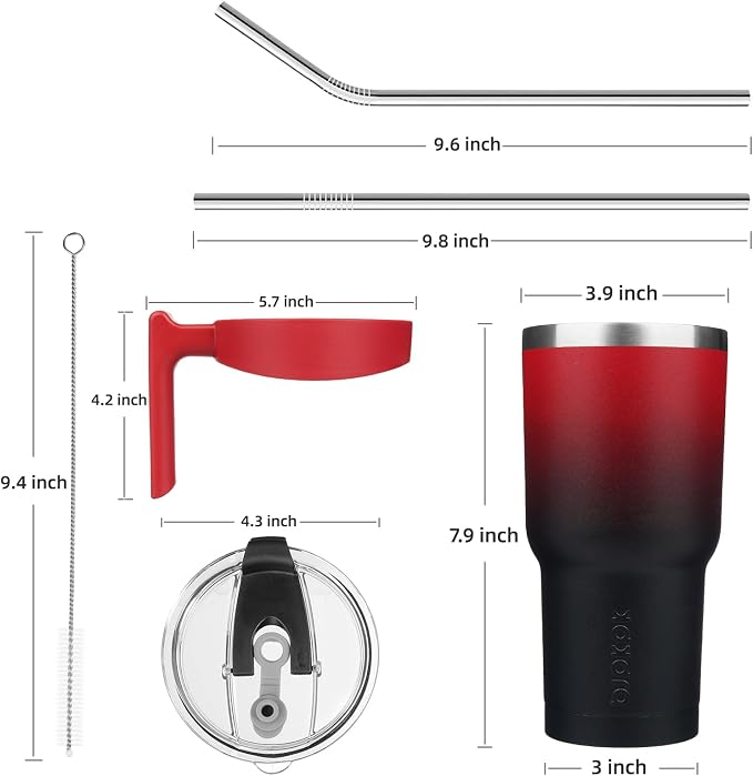 BJPKPK 30 oz Tumbler with Handle & Straw, Insulated Stainless Steel Mug | Double Wall Vacuum, Keeps Hot/Cold, Thermal Cup, BPA Free, Dishwasher Safe, Cupholder Fit, Coffee & Travel, Blood Moon