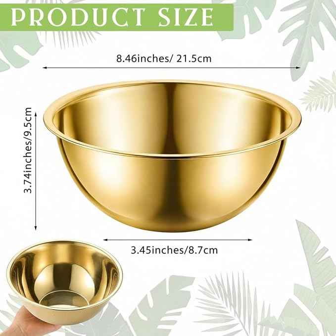 Teenyyou 4 Pcs Large Stainless Steel Esthetician Bowls 8 Inch Gold Facial Bowls Mask Mixing Kit for Women Spa Home Esthetician Supplies Use