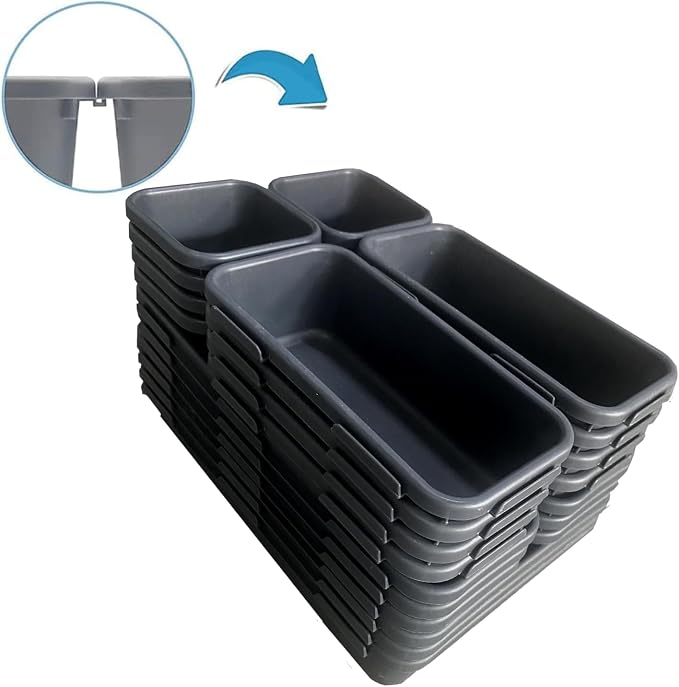 Kutesna 25PCS Interlocking Drawer Organizer, Plastic Desk Organizer Set | 4-Size Versatile Storage Bins,BPA-free, Non-slip, Fits Any Drawer for Cosmetics, Bathroom, Tools, Kitchen and Office