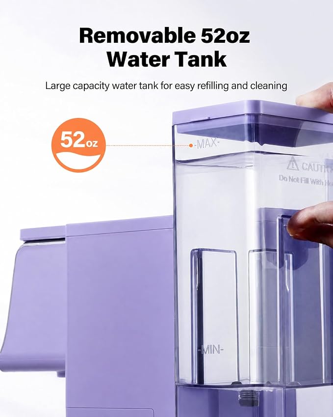 K Cup Coffee Maker, Single Serve Hot & Iced for K-Cup & Grounds | 52oz Removable Reservoir, Single Cup Coffee Maker with Bold Setting, 6-14oz Brew Sizes, Reusable Filter, Compact, Purple