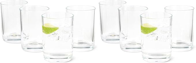 Amazon Basics Drinking Glasses, Dishwasher-Safe, 4-Piece Set, 11 oz. (Pack of 2)