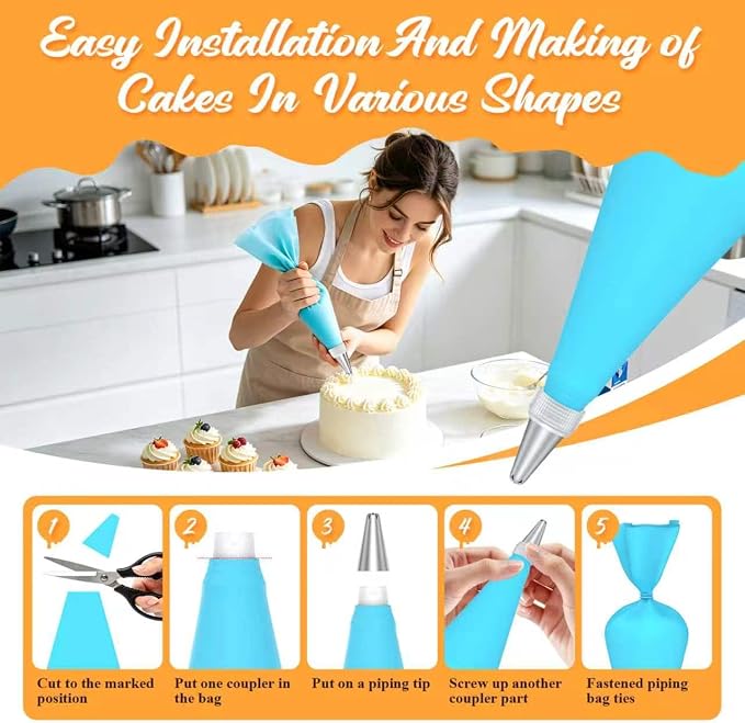 Macaron Silicone Baking Mats, 2 Nonstick Macaroon Mat Silicone, 7 Piping Tips, 2 Piping Bags, 2 Bag Ties, 2 Couplers, 1 Puff Tip, 1 Brushes, 17 Pcs Macaron Baking Kits for Macarons Cookies