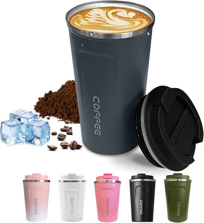 SPLMIFA Travel Coffee Mugs Leak-Proof, Reusable Coffee Cups with Lids, Stainless Steel Vacuum Insulated Coffee Tumblers, Thermal Insulation Cups for Men and Women Hot & Cold Drinks(2nd-Blue, 17OZ)