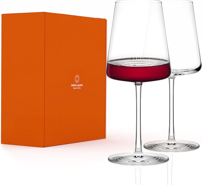 Stölzle Lausitz Red Wine Glasses Power Set of 2, 17 1/2 oz – Premium Glasses for Full-Bodied Wines – Modern Red Wine Glasses with Angular Design for Maximum Flavor – Dishwasher- & Break-Resistant