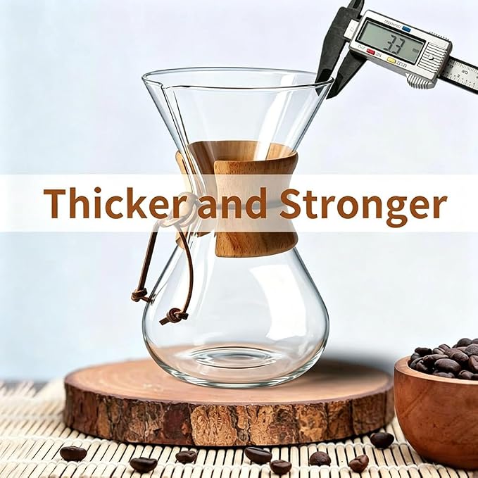 subjectthree Camping Pour Over Coffee Maker Kit 8 Cup (28 Ounce) | Drip coffee carafe with 304 Stainless Filter, Borosilicate glass, Easy clean & use for home kitchen, office, cafe, camping
