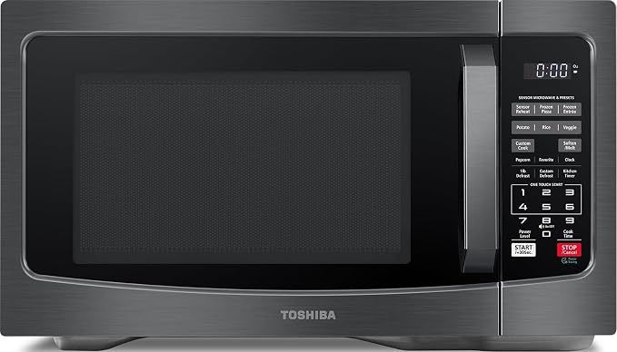 TOSHIBA Countertop Microwave Oven, 1.2 Cu.Ft, 1000W, Black | 12.4" Removable Turntable, Smart Humidity Sensor, 12 Auto Menus, Mute Function, ECO Mode, Easy Clean Interior