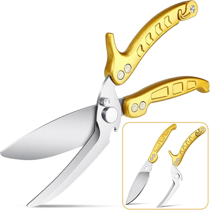 DRAGON RIOT Poultry Shears, Heavy Duty Kitchen Scissors, Golden | Stainless Steel, Dishwasher Safe, For Cutting Chicken, Poultry, Meat and Turkey
