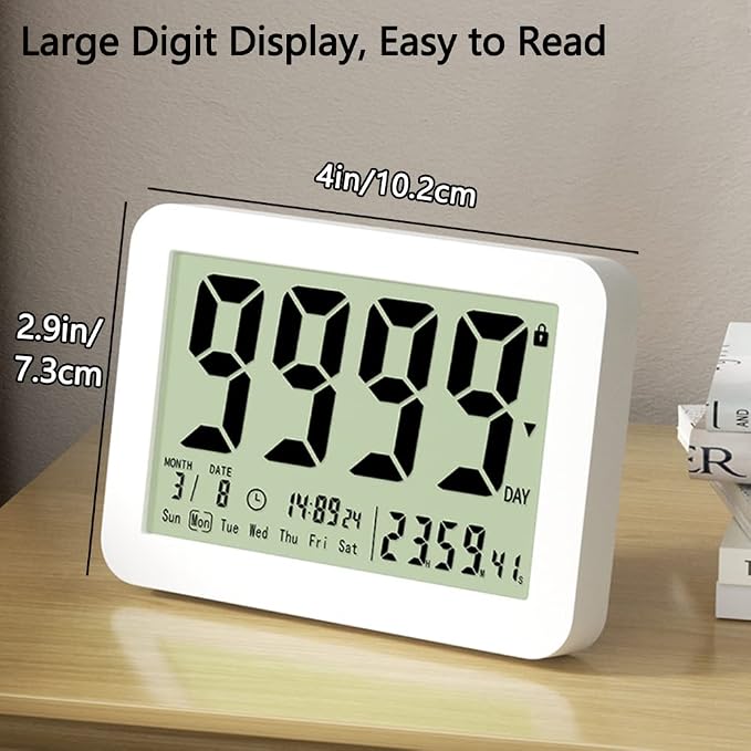 Digital Countdown Days Timer Clock | 9999 Days Count Down Timer with Stand Strong Magnetic Back, Ideal for Retirement Wedding Vacation Birthday Exam Lab