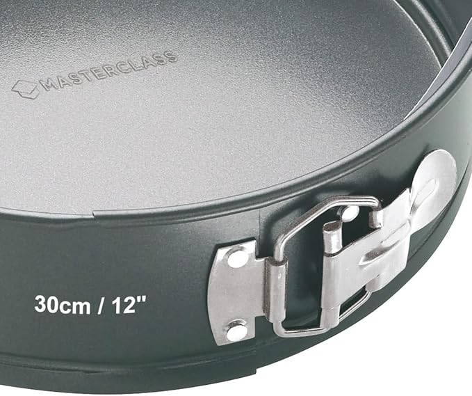 MasterClass KCMCHB45 30 cm Springform Cake Tin with Loose Base and PFOA Non Stick, Robust 1 mm Carbon Steel, 12 Inch Extra Large Round Pan, Grey