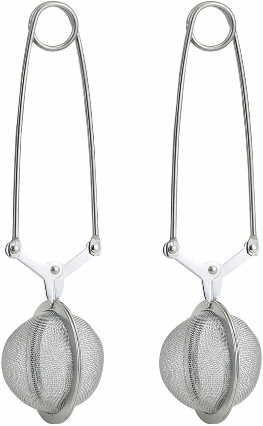 HIC Kitchen Snap Mesh Ball Tea Infusers, 18/8 Stainless Steel, For Loose Leaf Tea and Mulling Spices, Set of 2