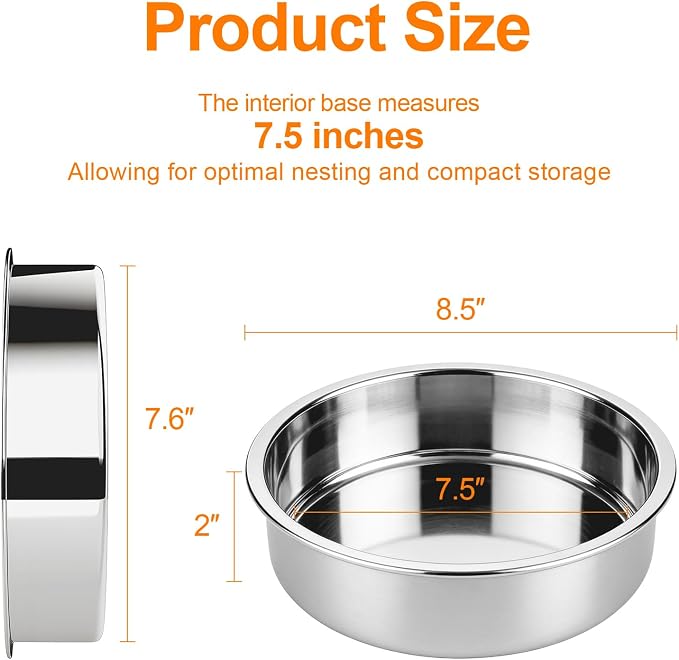 tifanso 3PCS 8" Round Stainless Steel Even Heating Cake Pans for Baking | Stackable Design, Perfect for Layer Cakes Birthday Parties & Weddings, Dishwasher Safe, Ideal for Home Bakers