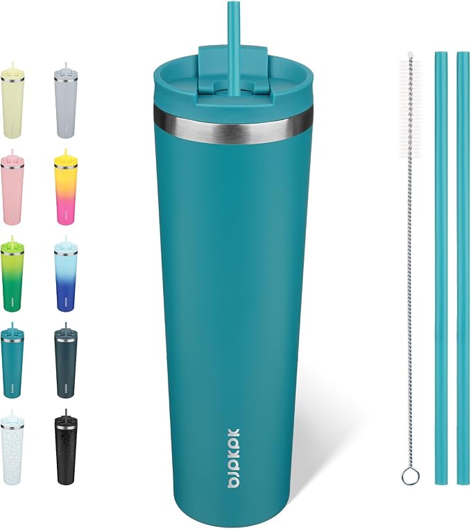 BJPKPK 34oz Coffee Tumbler with Straw, Insulated Stainless Steel Cup | Double Wall Vacuum, Leak Proof Lid, Keeps Hot/Cold/Iced, BPA Free, Dishwasher Safe, Travel & Outdoor, Laguna