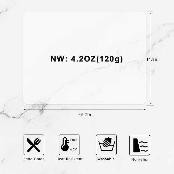 Silicone Placemats, Food-Grade Non-Slip Waterproof, Dining, Countertop Protector, Kitchen Counter Mat, Heat Resistant, Baking mat Dishwasher Safe
