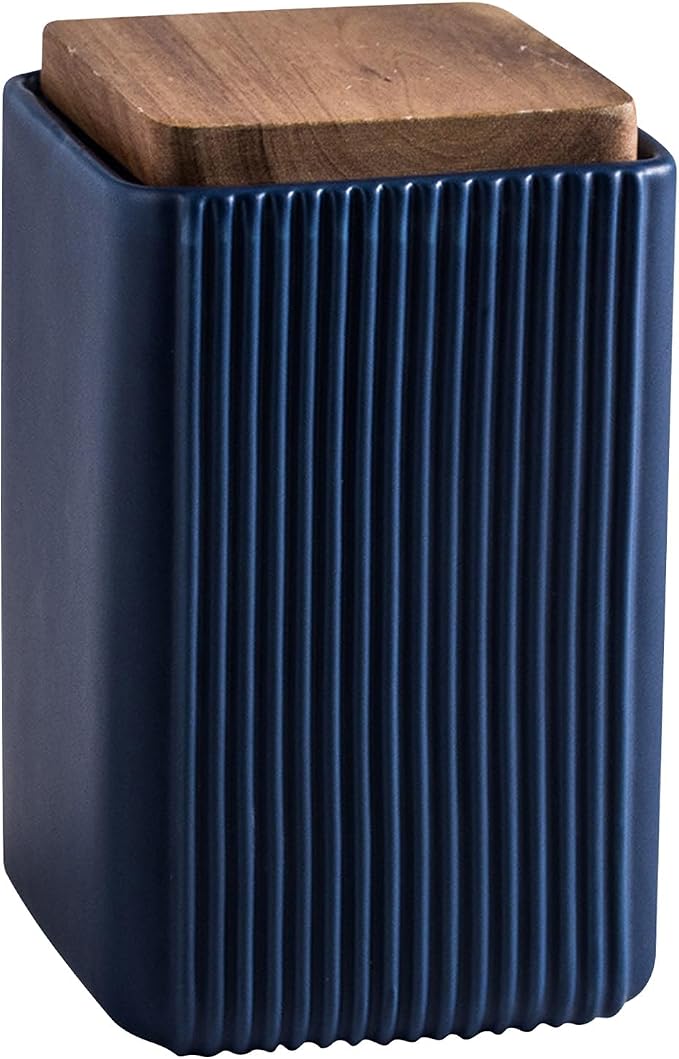 Ceramic Storage Jars Modern Airtight Coffee Canisters With Lid (Blue,Large size,17cm*10cm)