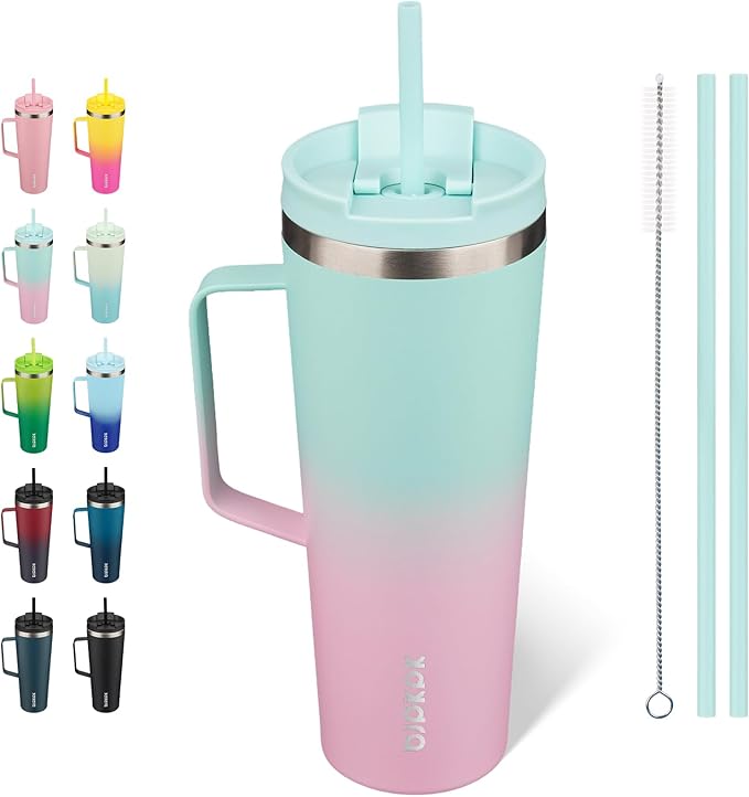 BJPKPK 26oz Insulated Tumbler with Handle, Lid & Straw, Stainless Steel | Double Wall Vacuum Insulated Coffee Travel Mug - Keeps Cold & Hot, BPA Free, Cupholder Fit for Office, Gym & Travel