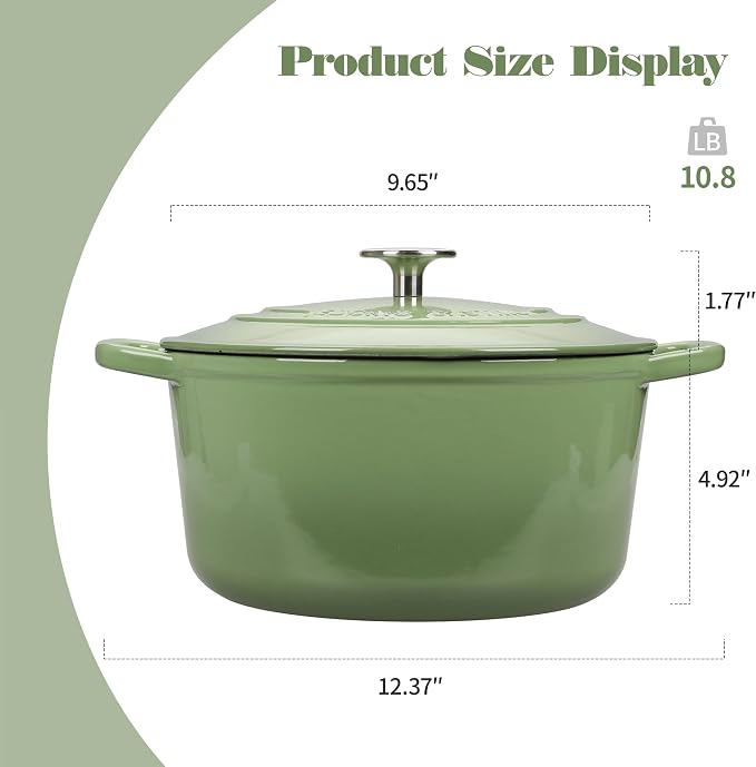 EDGING CASTING Enameled Cast Iron Dutch Oven with Sourdough Bread Baking Kit, Bread Dutch Oven with Lid, Includes Proofing Basket & Baking Tools, 5qt, Pistachio Green
