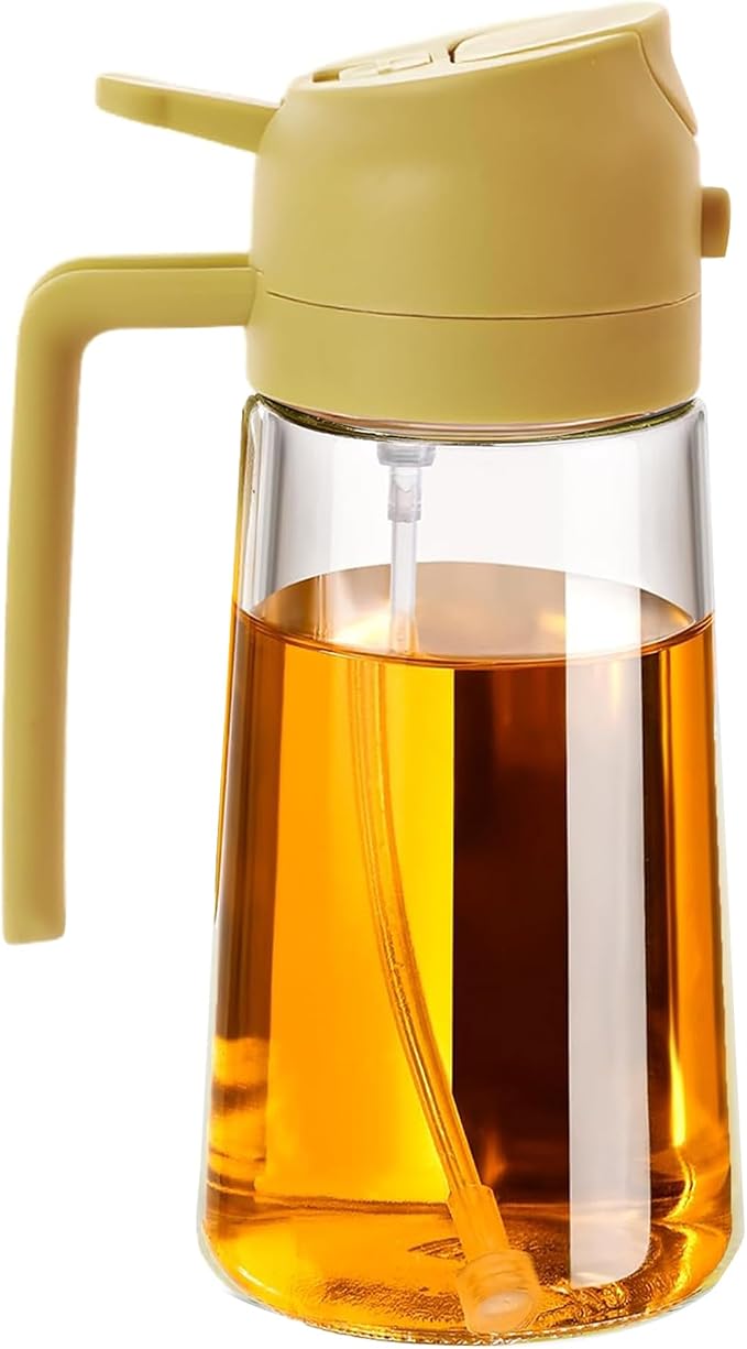 4 Pack Oil Sprayer for Cooking, 16oz Glass Olive Oil Dispenser, Orange | 2 in 1 Spray and Pour, Refillable Oil Mister, For Air Fryer Salad BBQ Kitchen Gadgets