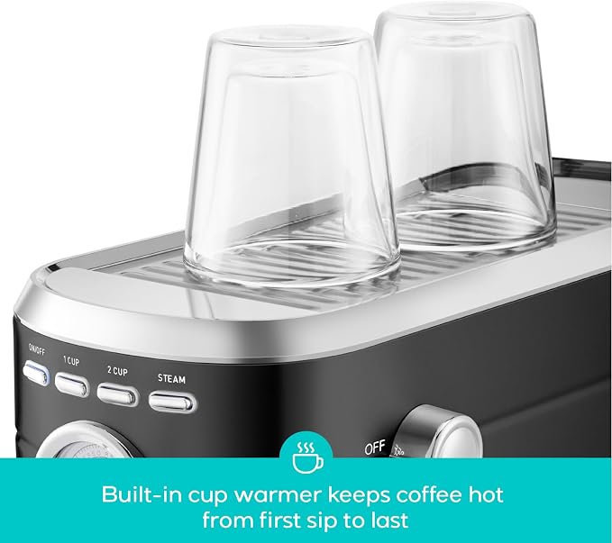 CASABREWS CM5418 Espresso Machine, Espresso Coffee Maker with Steam Wand | Stainless Steel, 20-Bar Pump, Built-in Pressure Gauge, Powerful Steam Wand for Cappuccino Latte for Home, 34oz Water Tank