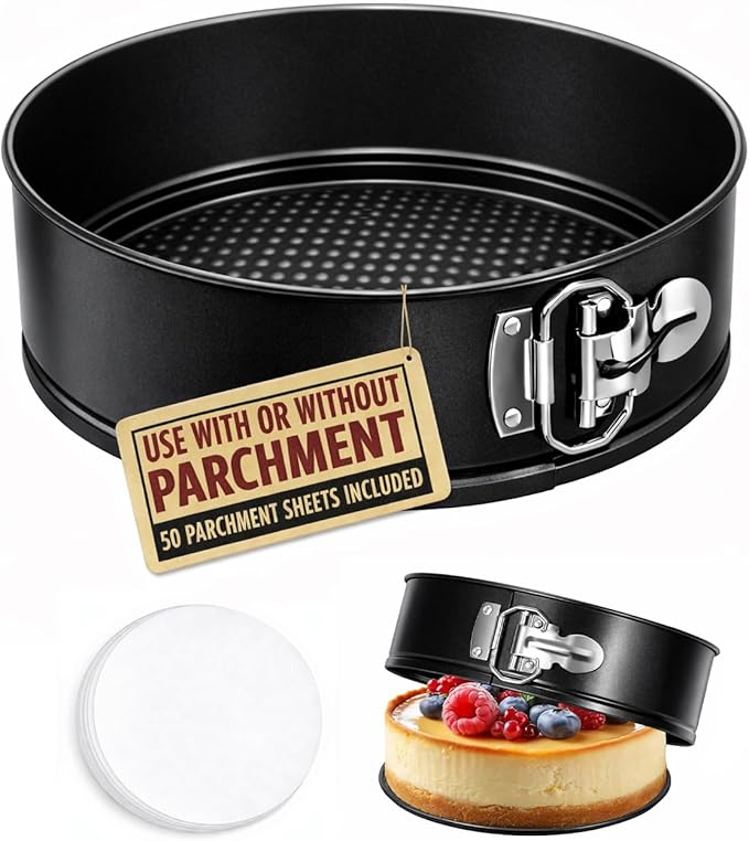 7 Inch Springform Pan 50 Pcs Parchment Paper Baking Mold Cake Cheesecakes | for Instant Pot 6, 8 Qt Pressure Cooker Leakproof Nonstick Removable Bottom Bakeware Pizza and Quiches Accessories Round