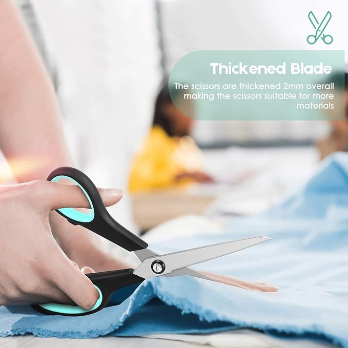 iBayam 8.5" Heavy Duty Black Scissors for Office School Classroom Home Use | Precision 2.5mm Thickness Ultra Sharp Blade| Comfort Grip Right/Left Handles| Multipurpose | Cutting Paper Fabric Packaging