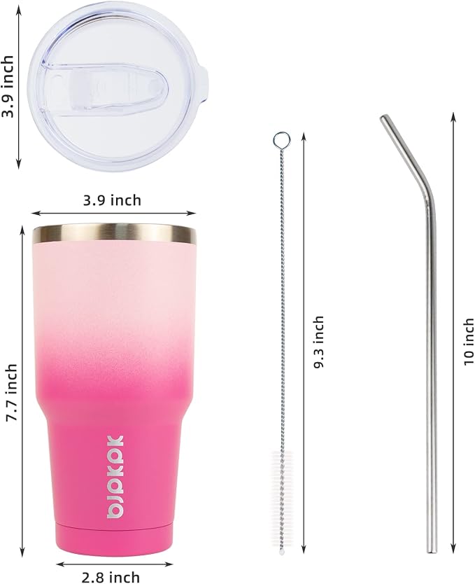 BJPKPK 30 oz Tumbler with Lid and Straw, Insulated Stainless Steel Cup | Double Wall Vacuum, BPA Free, Leak Proof, Keeps Hot/Cold, Travel & Beach Ready, Car Holder Fit, Cherry Blossom