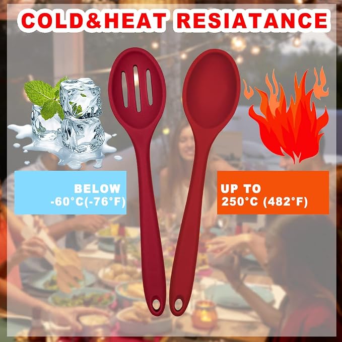 ELANE 8 Pcs Silicone Cooking Utensils Set,Silicone Serving Spoons Cooking Spoons for Nonstick Cookware for Kitchen Salads
