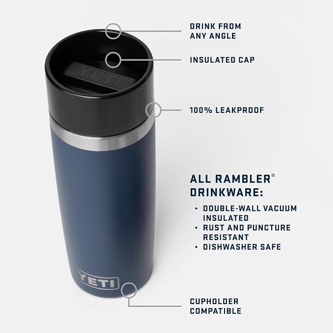 YETI Rambler 16 oz Travel Bottle, Stainless Steel, Vacuum Insulated with Leakproof Commuter Cap, Ridgeline