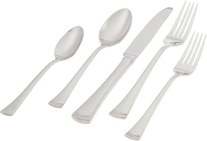 Lenox Portola 65-Piece 18/10 Silverware Set for 12, Flatware | mirror finish, dishwasher safe | includes serving spoons and utensil set | heavy duty, cutlery set for kitchen and dining