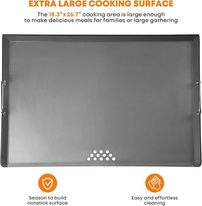 Stanbroil Flat Top Griddle for Standard 30-Inch Ranges | Fits 30" Gas, Radiant Glass Ceramic & Electric Coil Ranges, Not for Induction or In-Counter Cooktops, Includes Drip Trays