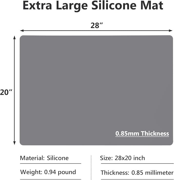 Extra Large Silicone Mats for Countertop, 28" by 20" Multipurpose Mat, Counter Table Protector, Desk Saver Pad, Placemat Nonstick Nonskid Heat-Resistant Pad, Dark Gray