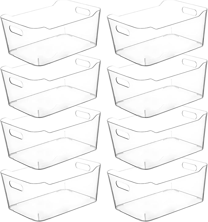 Clear Extra Large Plastic Storage Bins, Pantry Organizers and Storage Containers Fridge Organizer Bins for Organizing Home, Kitchen Organization. Bathroom, Refrigerator, Freezer, Laundry Room