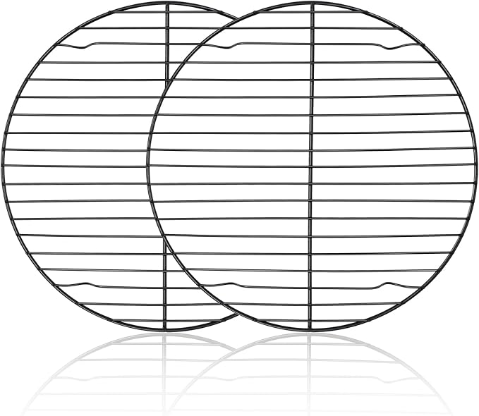 TeamFar Round Cooling Rack, 10.5" Non-stick Stainless Steel Baking Rack | 2 Pack Coated Cooking Wire Racks for Baking/Roasting/Steaming/Cooling, Healthy & Heavy-Duty, Oven Safe & Easy to Clean