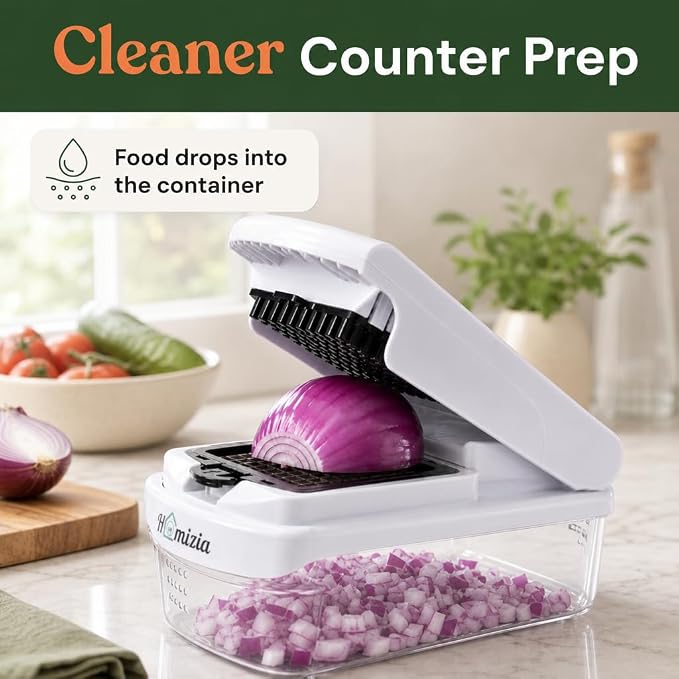 Vegetable Chopper, 15-in-1 Food Chopper with Container, Mandoline Slicer Dicer, Onion Chopper, Vegetable Cutter with Interchangeable Blades, Kitchen Gadget for Meal Prep, Fruits Veggies