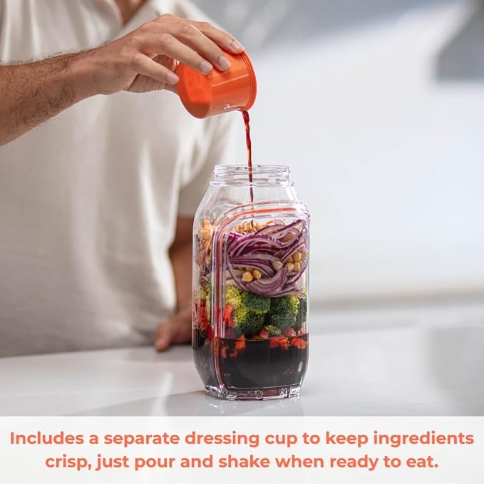 Prepara Classic Harvest Pod 6 Cups, Orange | Leakproof Meal Salad Jar On The Go
