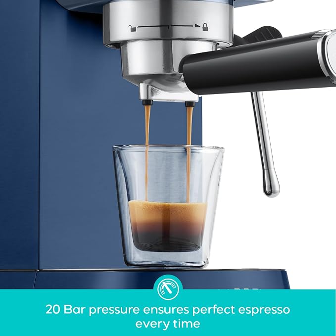 CASABREWS CM5418 Espresso Machine, Espresso Coffee Maker with Steam Wand | Stainless Steel, 20-Bar Pump, Built-in Pressure Gauge, Powerful Steam Wand for Cappuccino Latte for Home, 34oz Water Tank