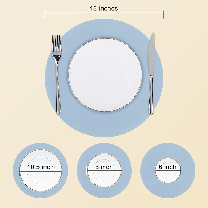 SHACOS 100 PCS Round Paper Placemats 13 inch Disposable Paper Place Mats for Dinner Wedding Birthday Party Festival Table Decoration Indoor Outdoor, Dusty Blue (Pack of 2)