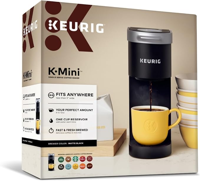 Keurig K-Mini Single Serve K-Cup Pod Coffee Maker, 6 to 12oz Brew size, with Cord Storage, Perfect for Small Spaces, Black | Cord Storage, Small Spaces