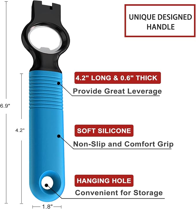 2-in-1 Soda Can Tab & Beer Bottle Opener, Blue & Green, 2-Pack | Easy pull tab opener with soft silicone handle protects nails & arthritic hands. Great for bars, picnics, and outdoor events