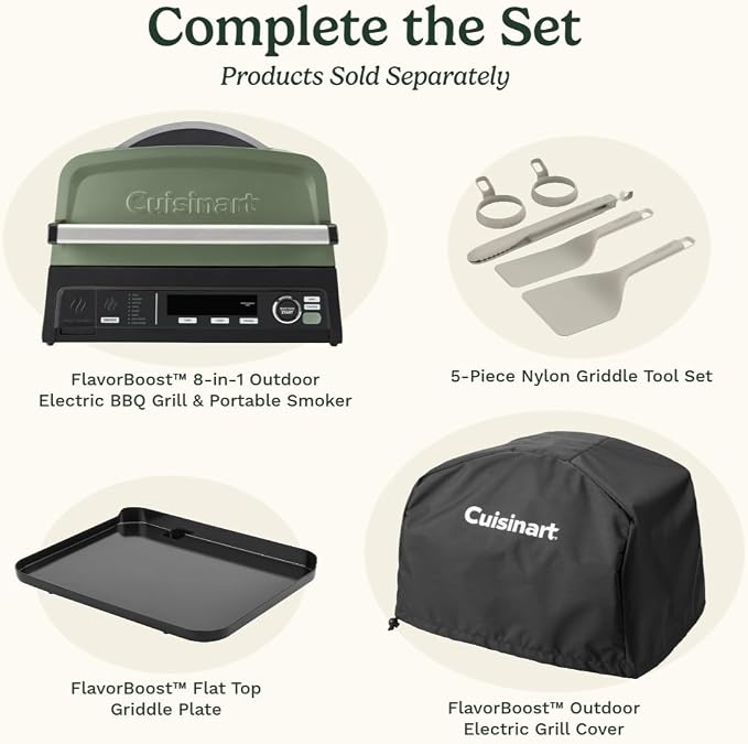 Cuisinart FlavorBoost™ Flat Top Griddle Plate, Ceramic Nonstick Cast Aluminum Griddle Insert for FlavorBoost® Outdoor Electric Grill, Even Heating Flat Top Grill Plate for Breakfast, Burgers, and More