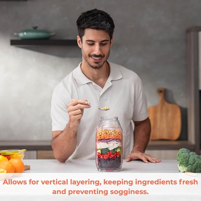 Prepara Classic Harvest Pod 6 Cups, Orange | Leakproof Meal Salad Jar On The Go