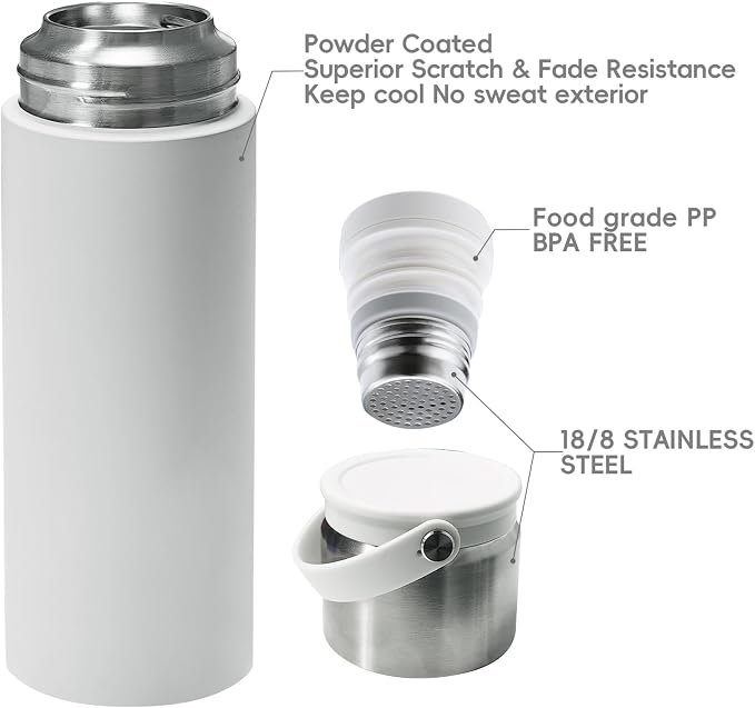 16 oz Stainless Steel Tea Infuser Bottle with Lid double as Tea Cup,Fruit Infuser Insulated Water Bottle,Leak Proof Travel Coffee Mug with Handle