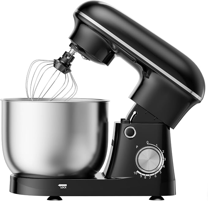 NEWBULIG Stand Mixer 4.2QT, Kitchen Electric Mixers Alternative | 10-Speed Dough Hook, Whisk, Beater & Splash Lid, Multi-Cover for Baking, Cakes and Home Cooking Needs