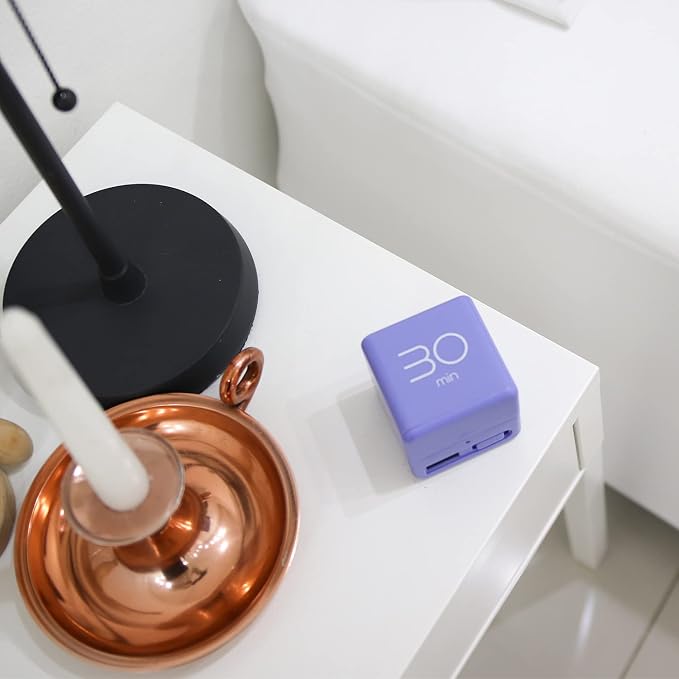 mooas Cube Timer, Flip, Block, Productivity, Time Management (Violet) | 5/10/20/30 Min Countdown Timer, Battery Operated, 2-Level Alarm Vol, Easy to Use, ADHD, Exercise, Study, Cooking